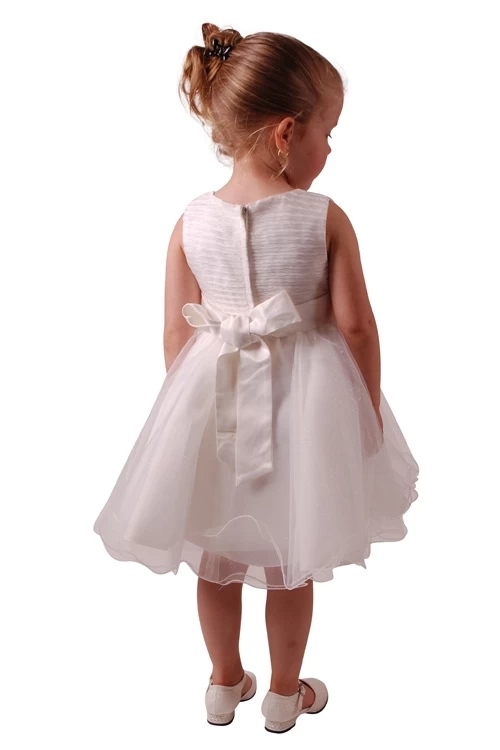 Bruidsmeisjesjurk Ivoor Met Strik En Tule - Afbeelding 2