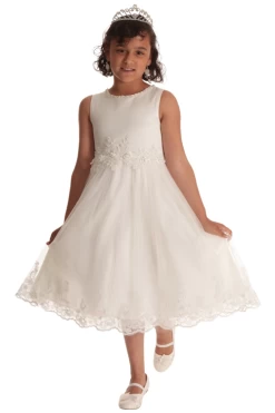 Bruidsmeisjesjurk Ivoor Met Organza En Borduursel