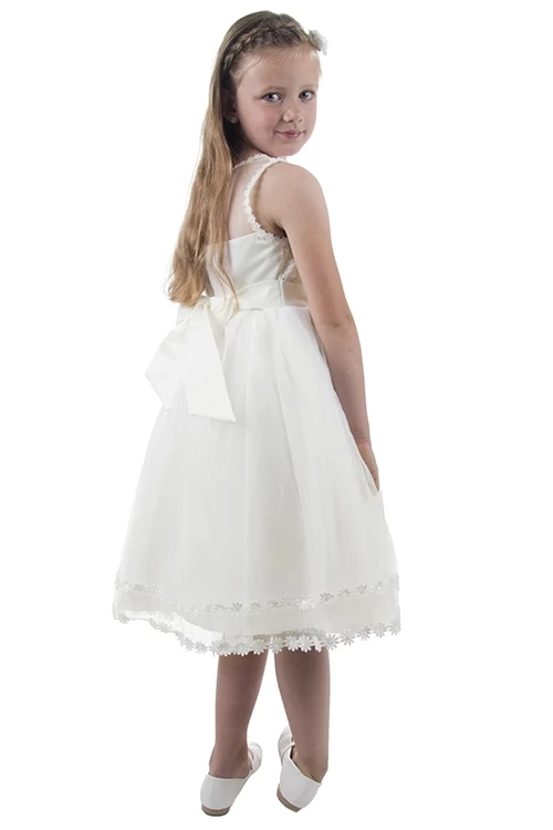 Meisjesjurk Ivoor Met Organza - Afbeelding 2
