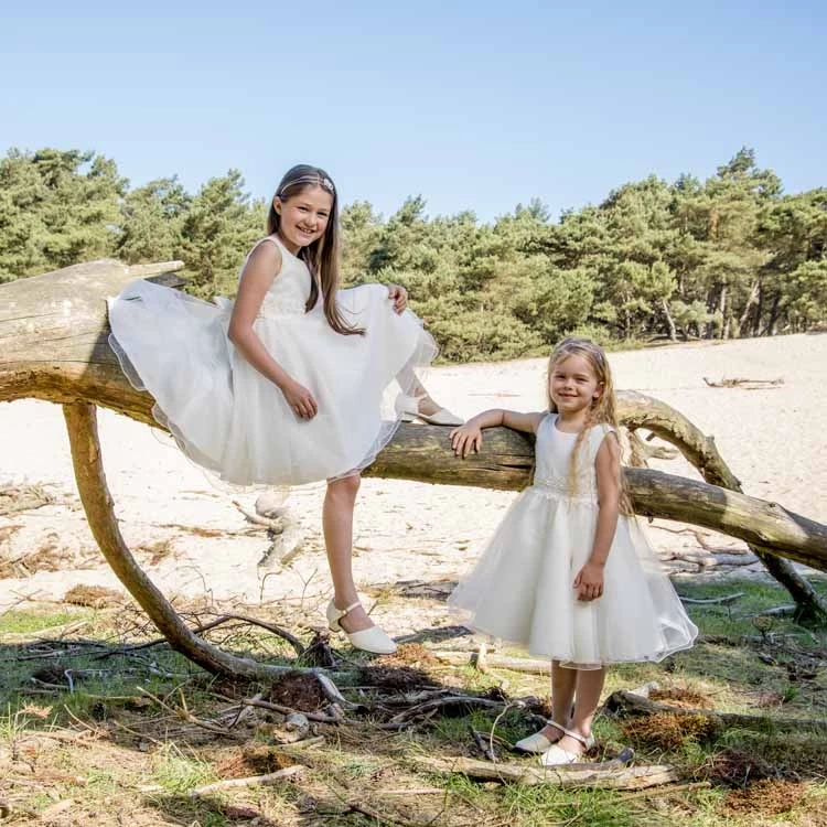 Bruidsmeisjesjurk Ivoor Met Tule - Afbeelding 9