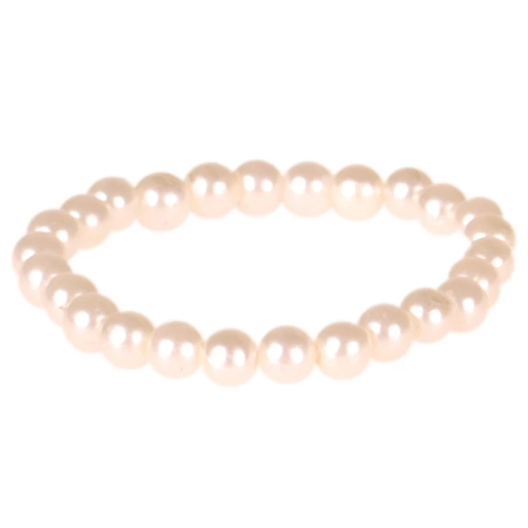 Kinderarmband - 6mm Ivoorkleurige Imitatie Pareltjes
