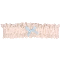 Kousenband Ivoor Met Kant En Blauw Strikje