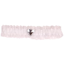 Kousenband Grote Maat - Wit Met Strass Hartje