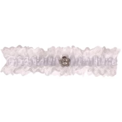 Witte Kousenband Grote Maat - Met Kant En Strass Bloemetje