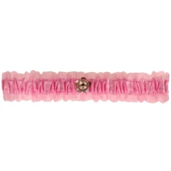 Kousenband Grote Maat - Roze Met Strass Bloemetje