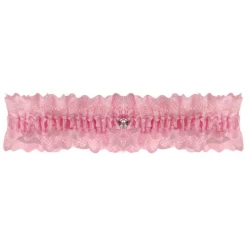 Roze Kousenband Grote Maat - Met Kant En Strass Steentje