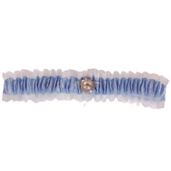 Kousenband Blauw Met Strass Bloemetje