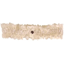 Ivoren Kousenband Met Kant En Strass Steentje
