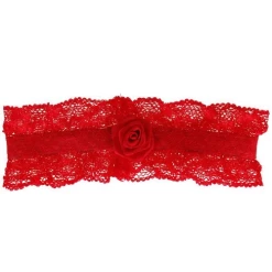 Kanten Rode Kousenband Met Bloem
