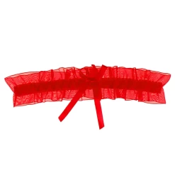 Kousenband Rood Organza Met Rood Strikje