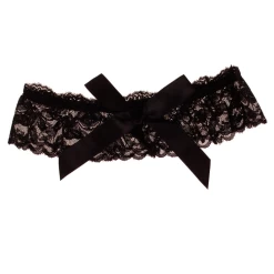 Kousenband Zwart Elastisch Kant Met Zwarte Strik