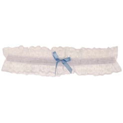 Kousenband Wit Kant Met Lichtblauw Strikje