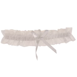 Kousenband Ivoorkleurig Organza Met Ivoorkleurig Strikje