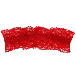 Kanten Rode Kousenband XXL - Met 3 Roosjes