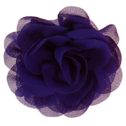 Haarklemmetje Met Donkerblauwe Bloem Van Chiffonstof - 8cm