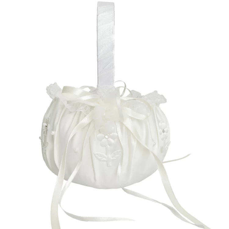 Bloemenmandje Ivoor Met Bloemetjes - Afbeelding 2