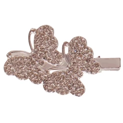 Haarclip Met 2 Zilverkleurige Vlindertjes Met Strass - 5cm