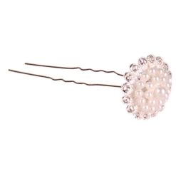 Haarsteker Zilverkleurig Rond Met Strass Steentjes En Pareltjes