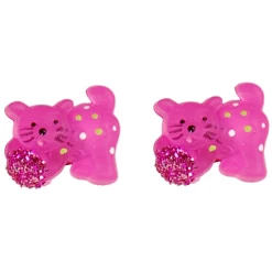 Kinderoorbelletjes Poesjes Donkerroze