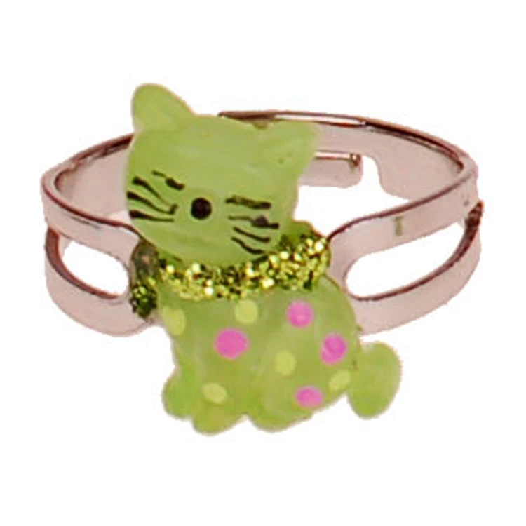 Ringetje Poesje Groen - Verstelbaar - Zilverkleurig