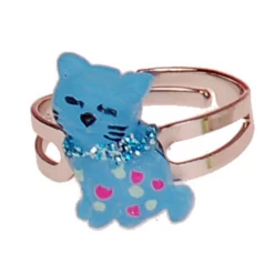 Ringetje Poesje Blauw - Verstelbaar - Zilverkleurig