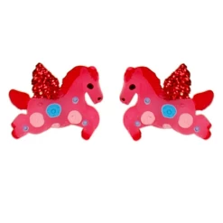 Kinderoorbelletjes Paardjes Rood - 2x1,5cm