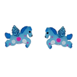 Kinderoorbelletjes Paardjes Blauw - 2x1,5cm