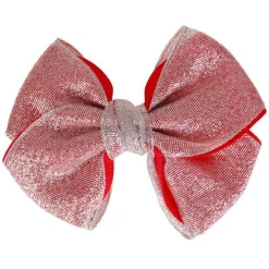 Haarclip Met Strik - Zilver Met Rood - 11 Cm