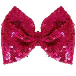 Haarclip Met Organza Strik Met Pailetten Fuchsia - 12 Cm