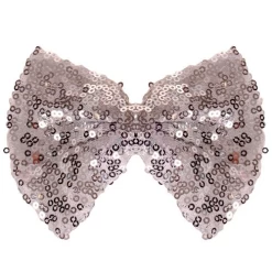 Haarclip Met Organza Strik Met Pailetten Zilver - 12 Cm