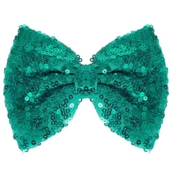 Haarclip Met Organza Strik Met Pailetten Turquoise - 12 Cm
