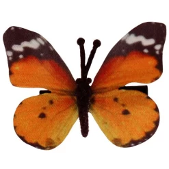 Haarclipje Met Stoffen Vlinder Vlindertje Oranje - 6 Cm