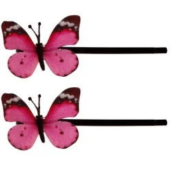 Schuifspeldjes Stoffen Vlindertje Roze - 4 Cm