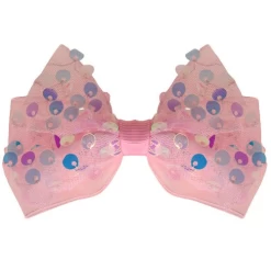 Haarclip Met Roze Organza Strik Met Pailetten - 11 Cm