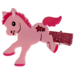 Haarclipje Met Glitters Pony Roze - 6 Cm
