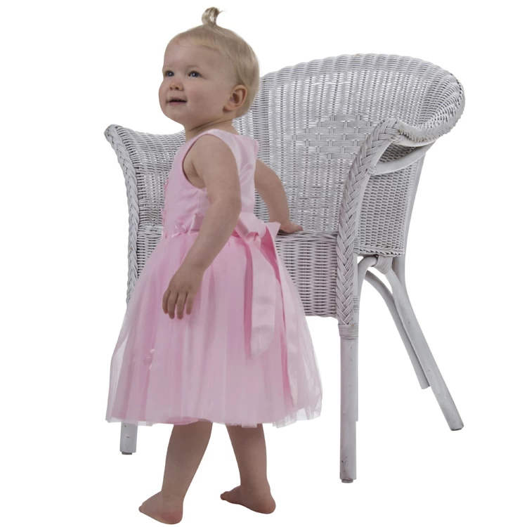 Meisjesjurk Roze Met Organza En Bloemetjes - Afbeelding 4