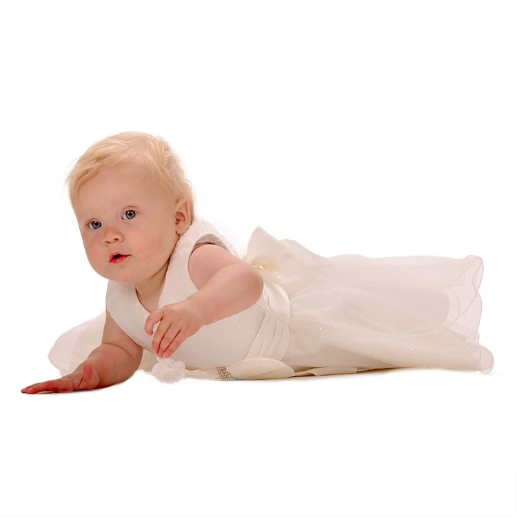 Bruidsmeisjesjurk Ivoor Met Strik En Tule - Afbeelding 5