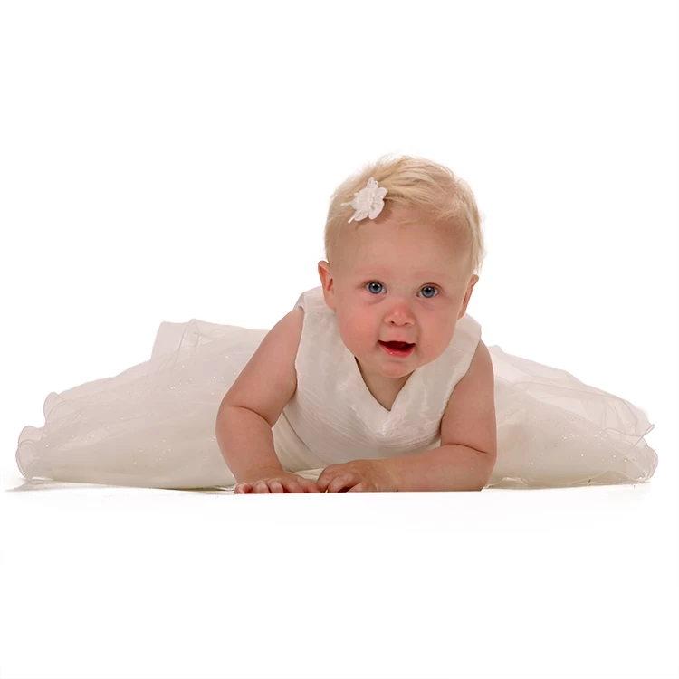 Bruidsmeisjesjurk Ivoor Met Strik En Tule - Afbeelding 4