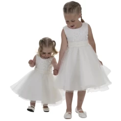 Meisjesjurk Ivoor Met Bloemetjes En Tule