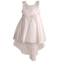 Bruidsmeisjesjurk Ivoor Gladde Stof Met Strik En Lange Achterkant