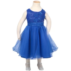 Meisjesjurk Koningsblauw Met Bloemetjes En Tule