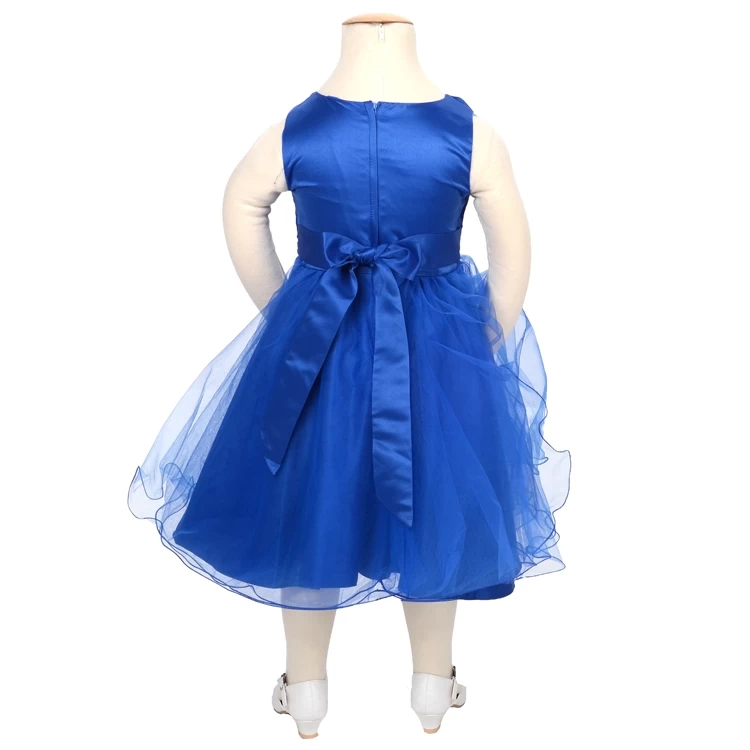 Meisjesjurk Koningsblauw Met Bloemetjes En Tule - Afbeelding 2