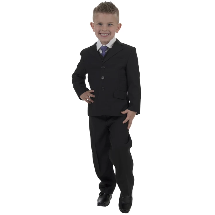 Luxe Kinderkostuum Effen Zwart 3-delig - Afbeelding 3