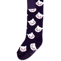 Ewers Babymaillot Met Antislip Stippen - Donkerblauw Met Poezenhoofdjes