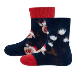Ewers Dubbelpak Babysokken/Peutersokken Kerstrendier Donkerblauw
