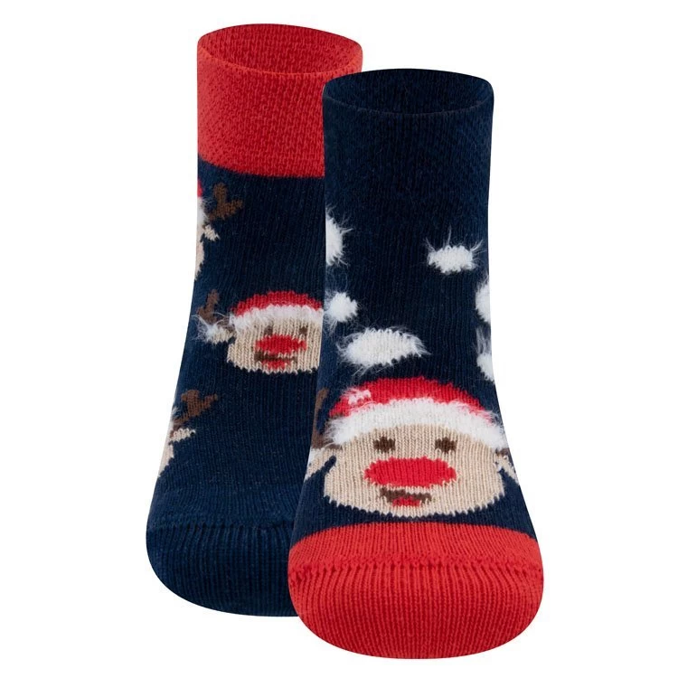 Ewers Dubbelpak Babysokken/Peutersokken Kerstrendier Donkerblauw - Afbeelding 2