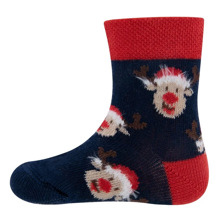 Ewers Dubbelpak Babysokken/Peutersokken Kerstrendier Donkerblauw - Afbeelding 3