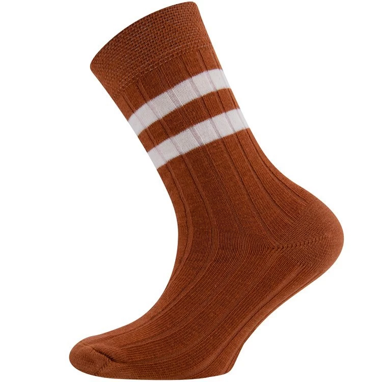 Ewers Set Van 3 Paar Kindersokken - Ribsokken Met Strepen - Oranjebruin/Blauw - Afbeelding 4