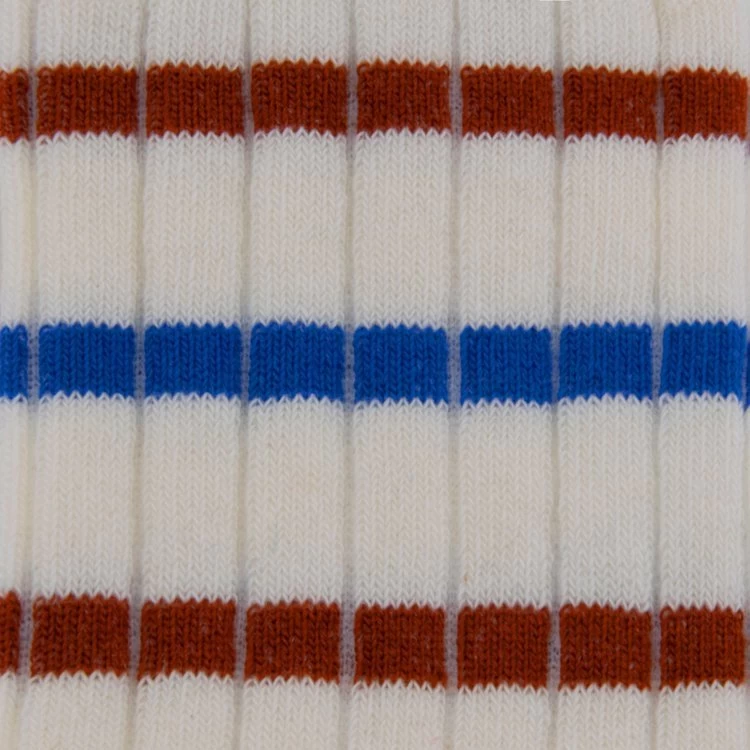 Ewers Set Van 3 Paar Kindersokken - Ribsokken Met Strepen - Oranjebruin/Blauw - Afbeelding 5