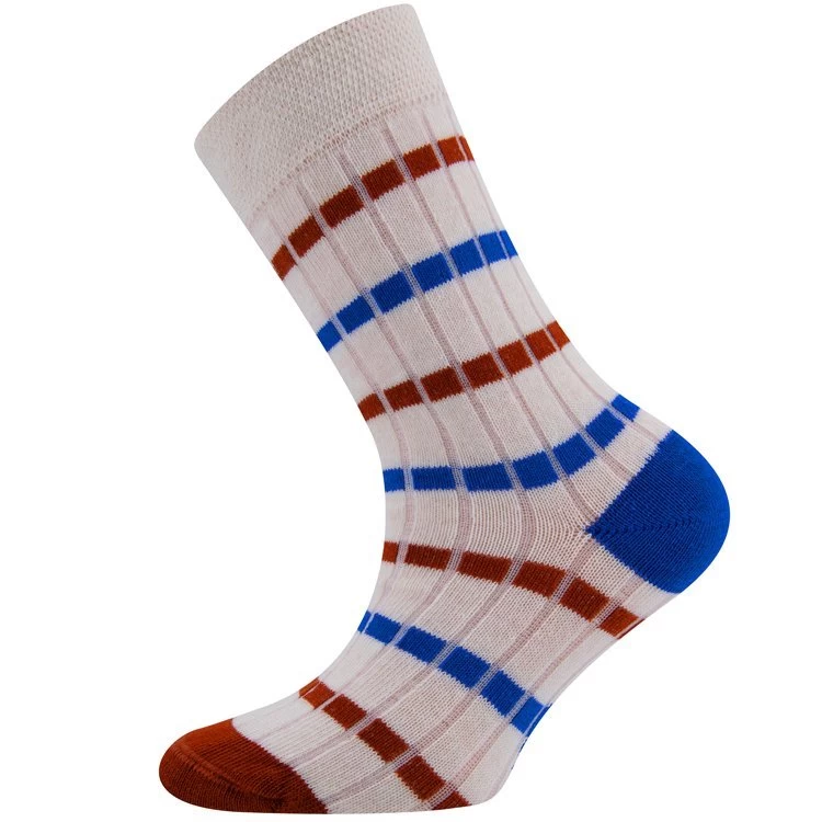 Ewers Set Van 3 Paar Kindersokken - Ribsokken Met Strepen - Oranjebruin/Blauw - Afbeelding 2